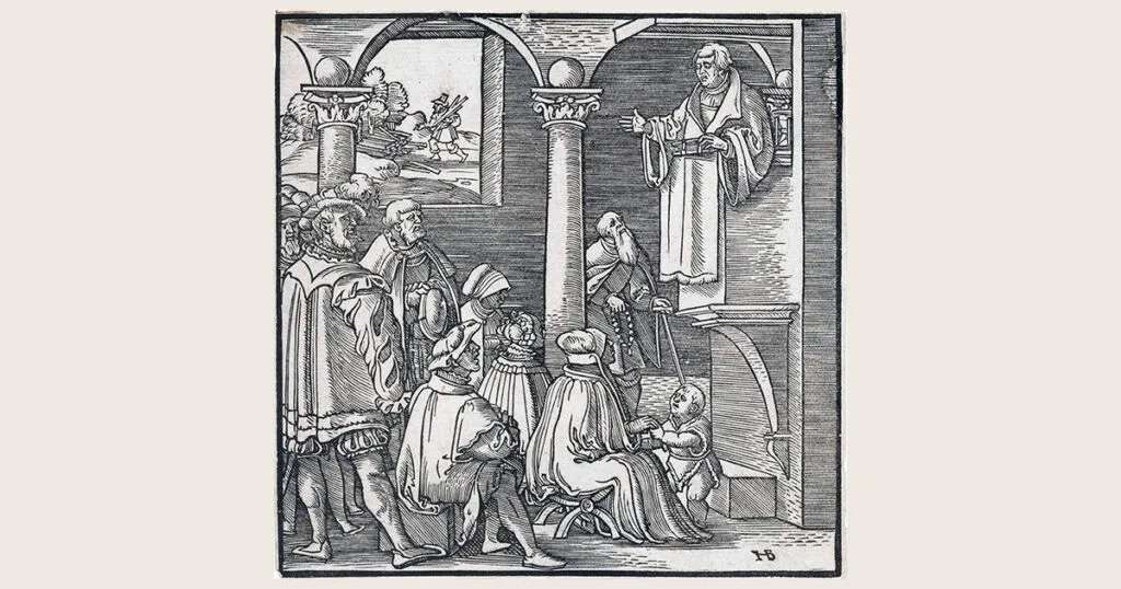 Maarten-Luther-predikend-in-een-kerk