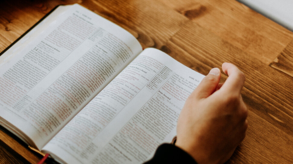 Bible opened up on a table
