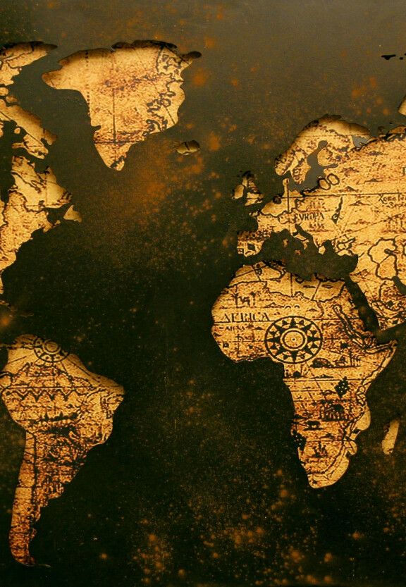 Image of the continents on a world map